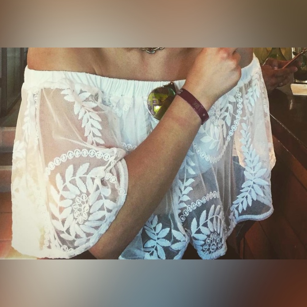 Windsor Lace Off-Shoulder Cropped Blouse